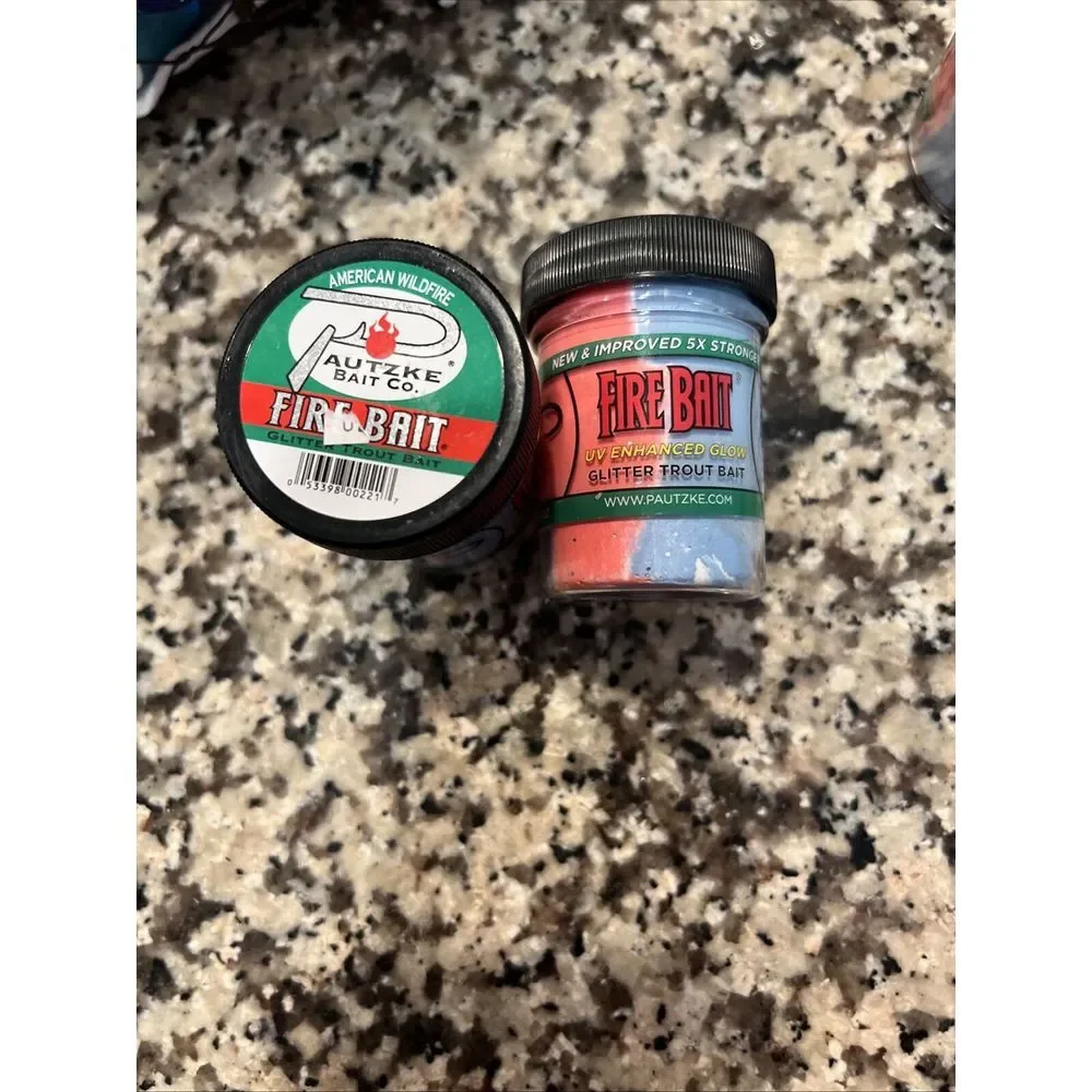 Lot Of 3 Pautzke Bait‎ Co. Fire Bait Glitter Trout Bait - American wildfire